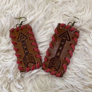 Hand painted leather earrings